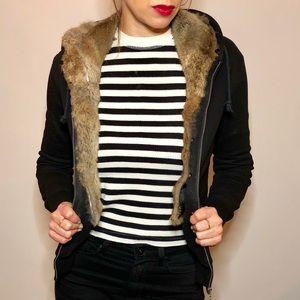 Juicy Couture Black Hooded Fur Lined Sweatshirt